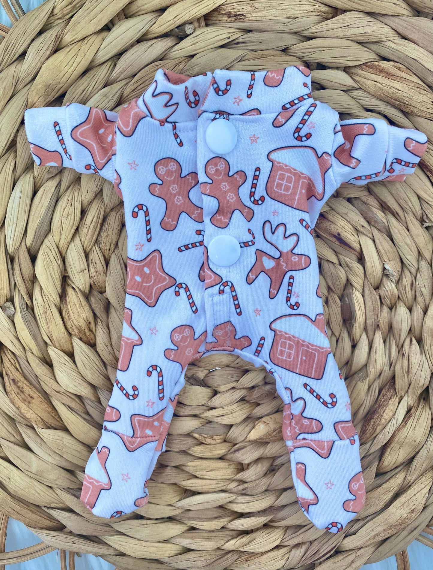 Mia Gingerbread Footed Pajamas and 3” Bow Clip
