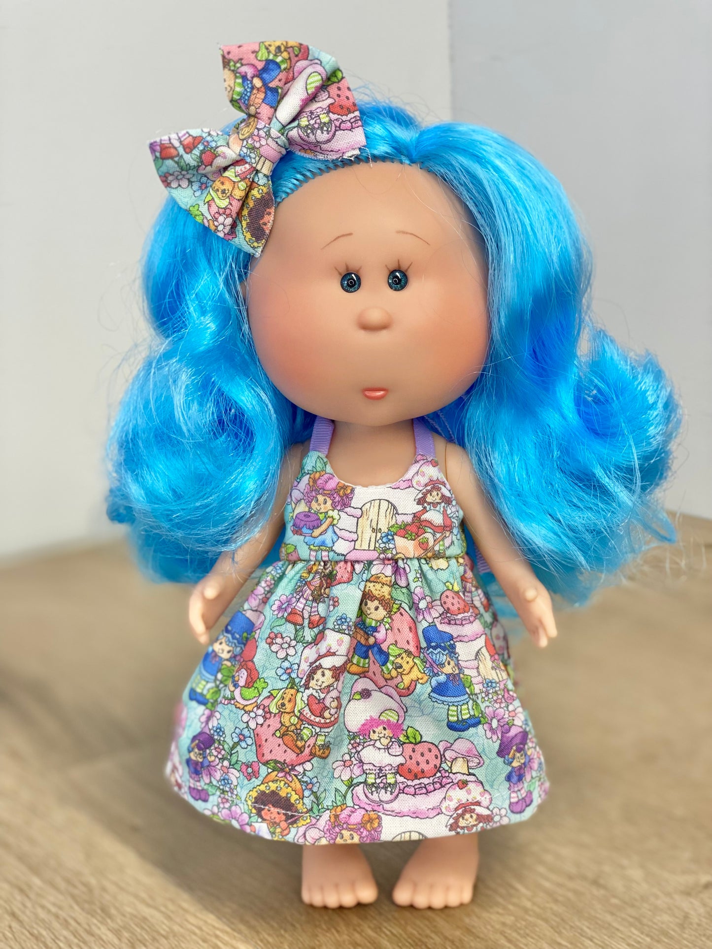 Mia Mint Strawberry Friends Tie Tank Dress and 2” Bow Clip