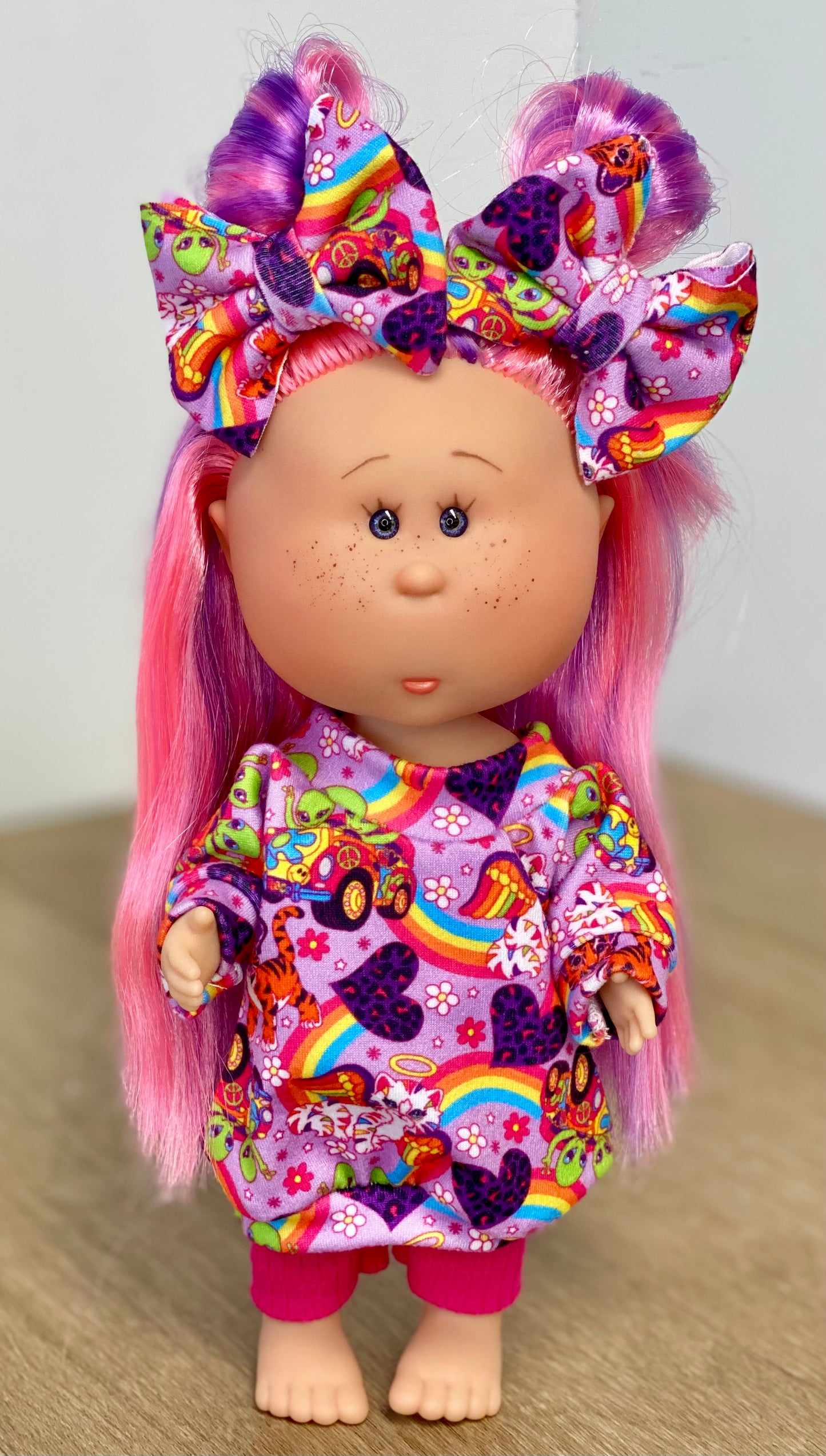 Mia Tigers and Aliens T-Shirt Dress Leggings and 2” Piggy Bow Clip Set