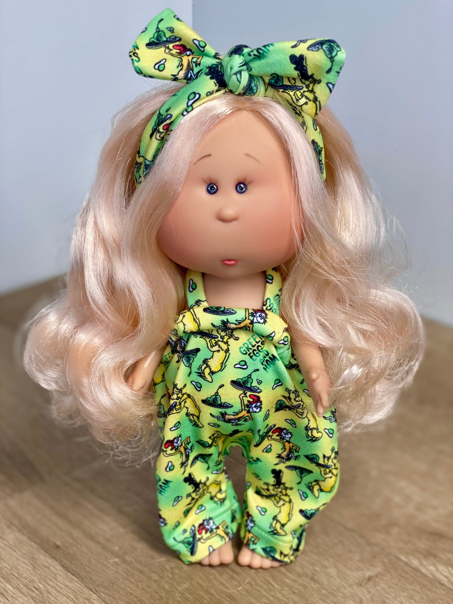 Mia Green Eggs and Ham Halter Romper And Tie On Headband