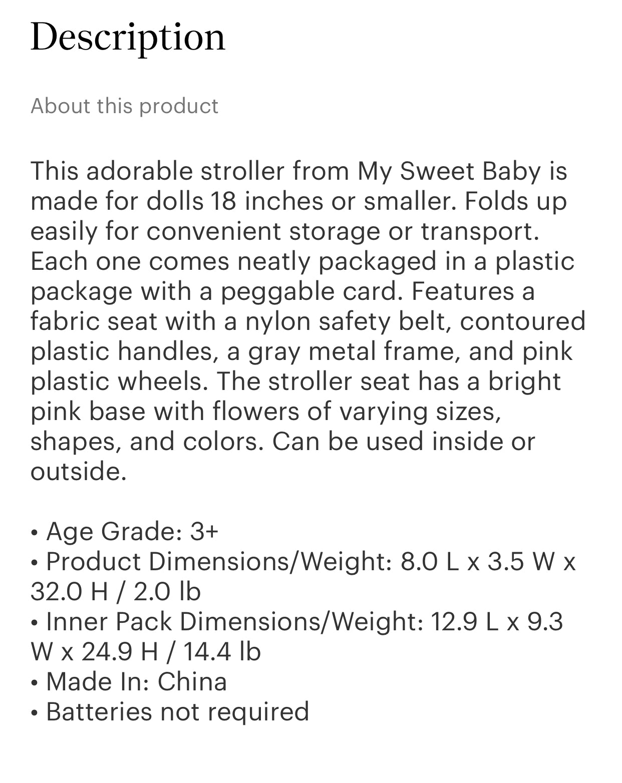 Toysmith Doll Stroller
