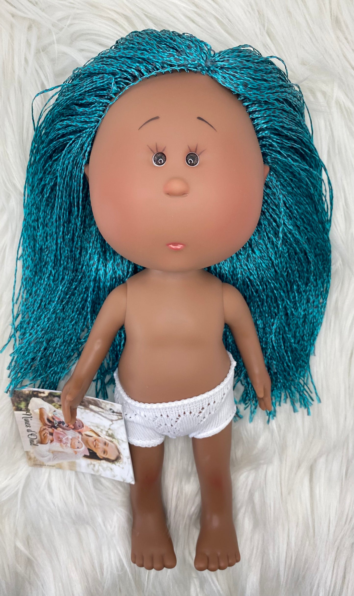 Mia Doll I - Dark Skin Teal Braids
