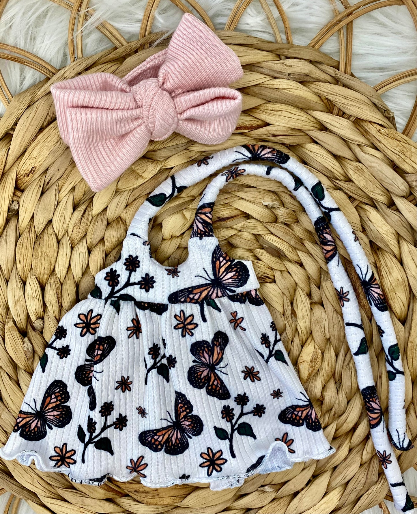 Mia Butterfly Tie Tank Dress and Bow Headband