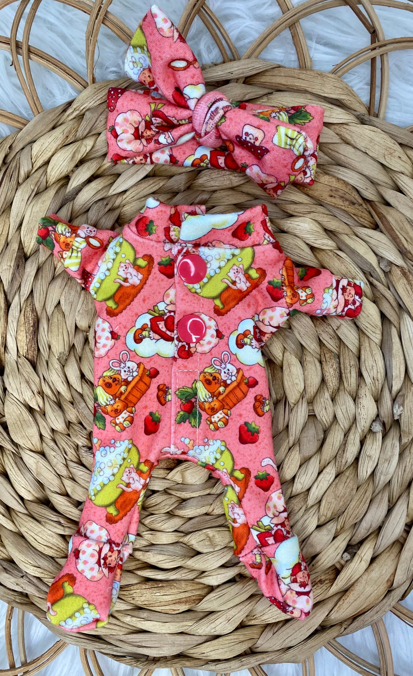 Mia Vintage SS Footed Pajamas and Tie On Headband