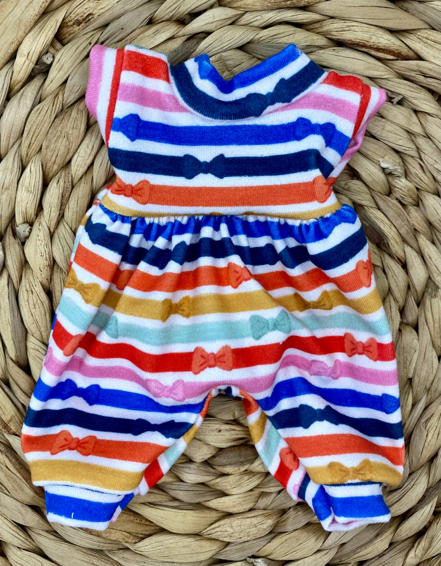 Mia Striped Bows Tank Sleeve Bubble Romper and Tie On Headband