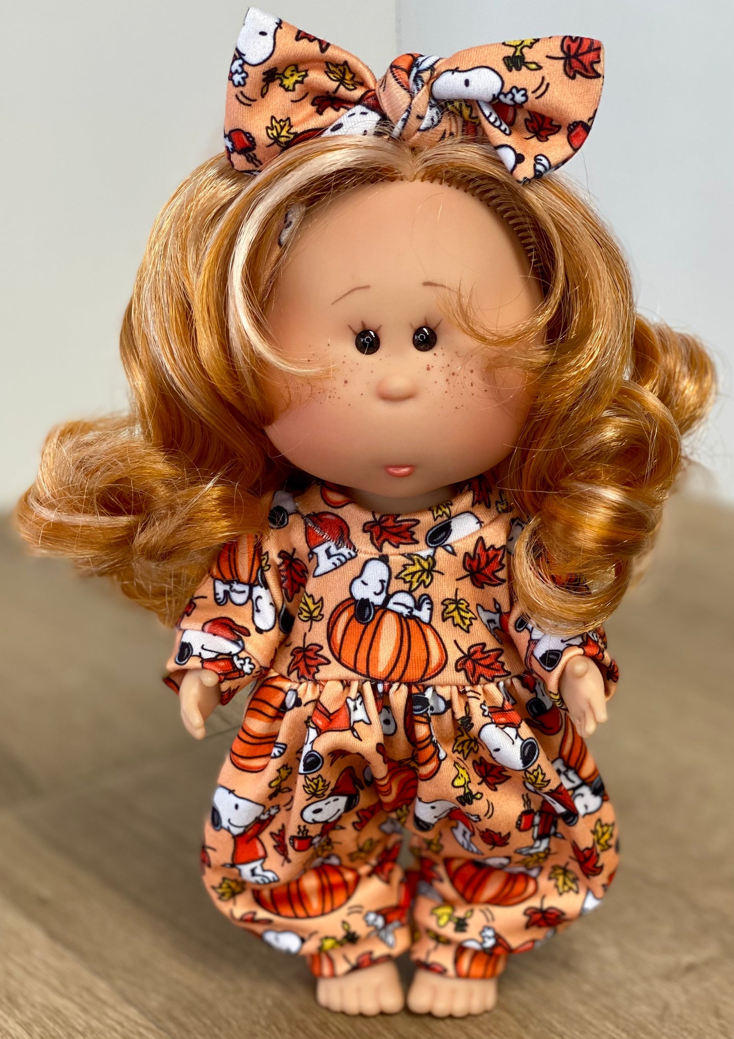 Mia Fall Beagle Long Sleeve Bubble Romper and Tie On Headband