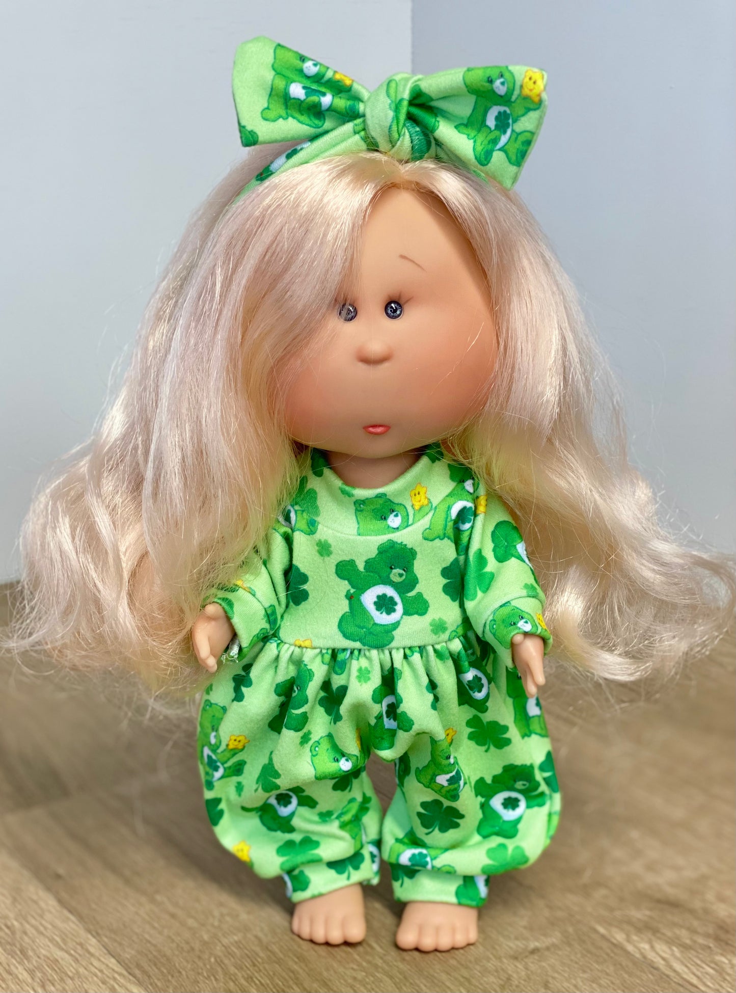 Mia Lucky Bears Long Sleeve Bubble Romper and Tie On Headband