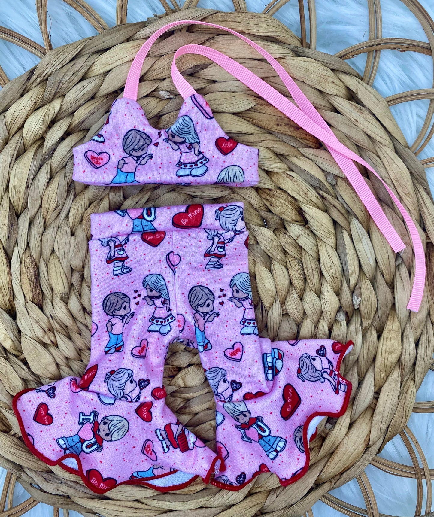Mia Precious Valentine’s Crop Top/Bell Bottom Pants and Tie on Headband