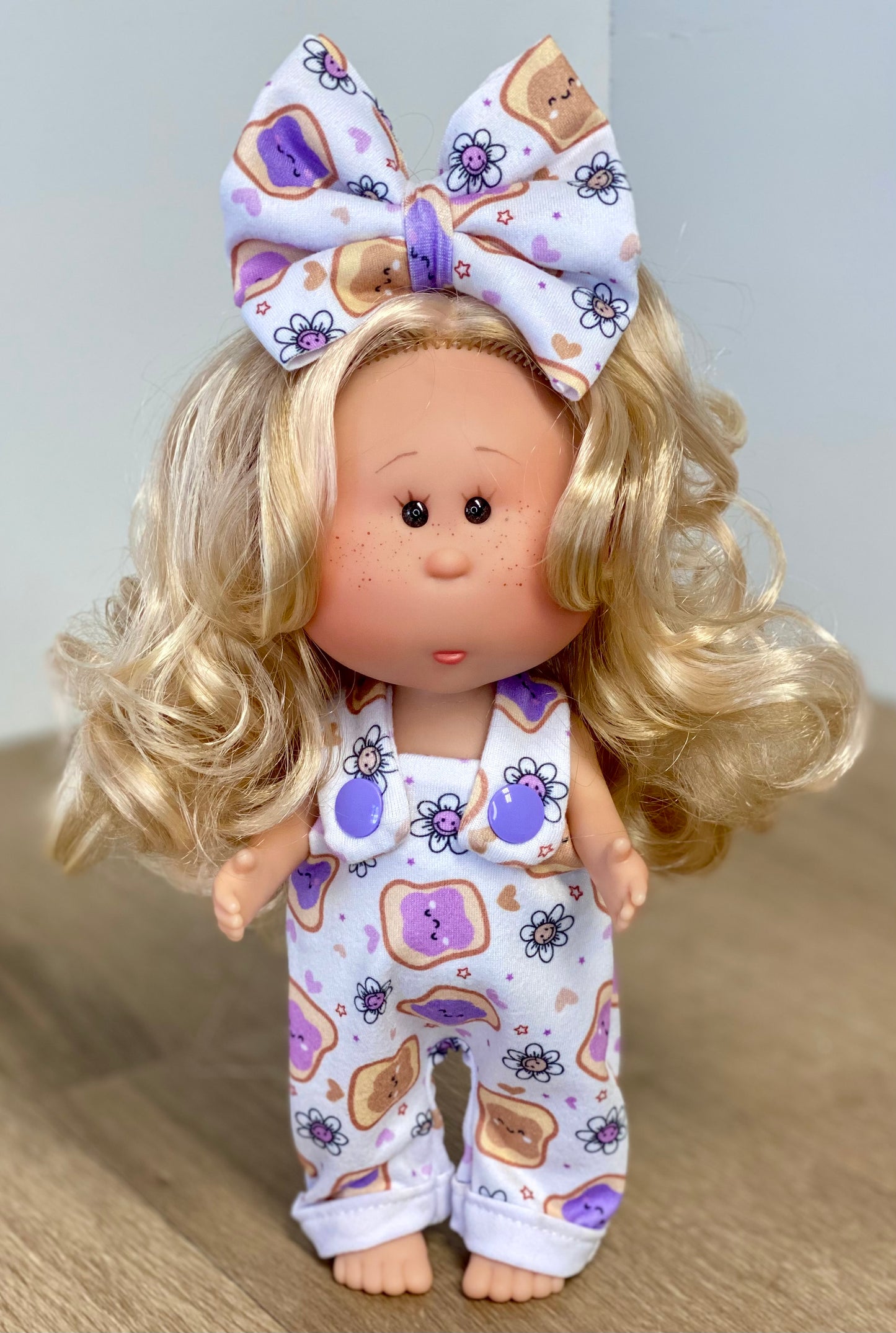 Mia PB&J Overalls and 3” Bow Clip