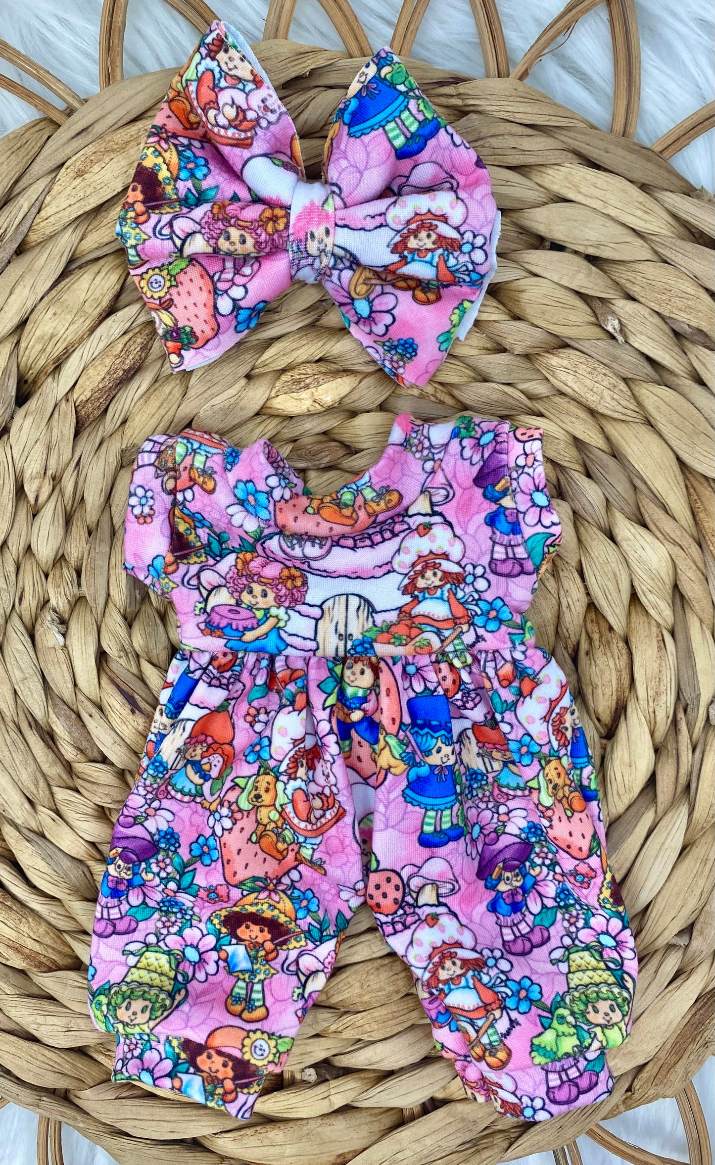 Mia Strawberry Friends Tank Sleeve Bubble Romper And 3β Bow Clip