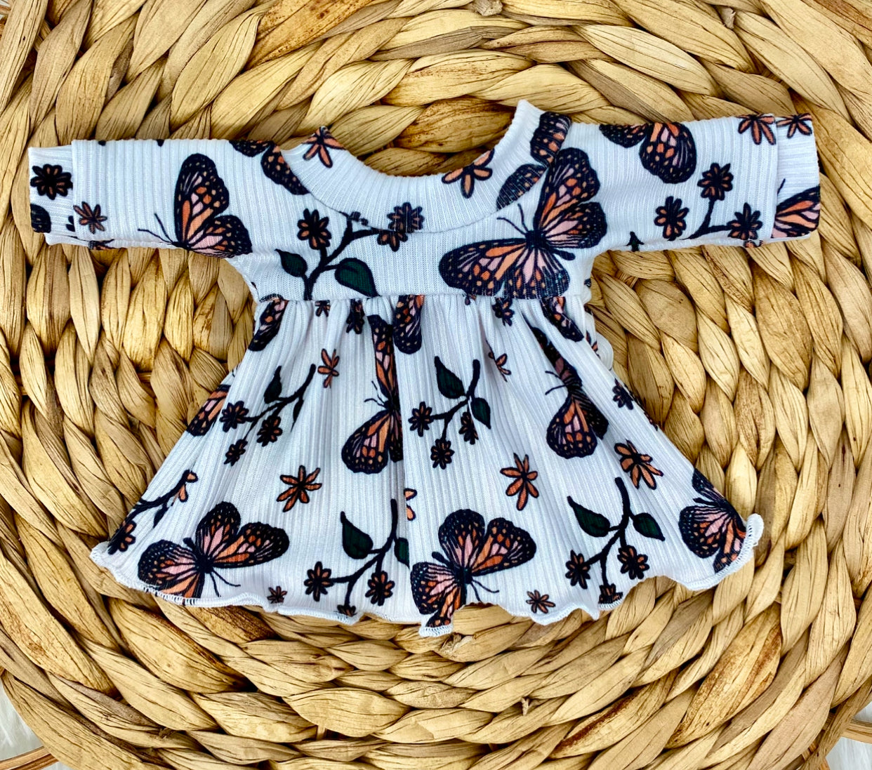 Mia Butterfly Long Sleeve Dress and 2” Bow Clip