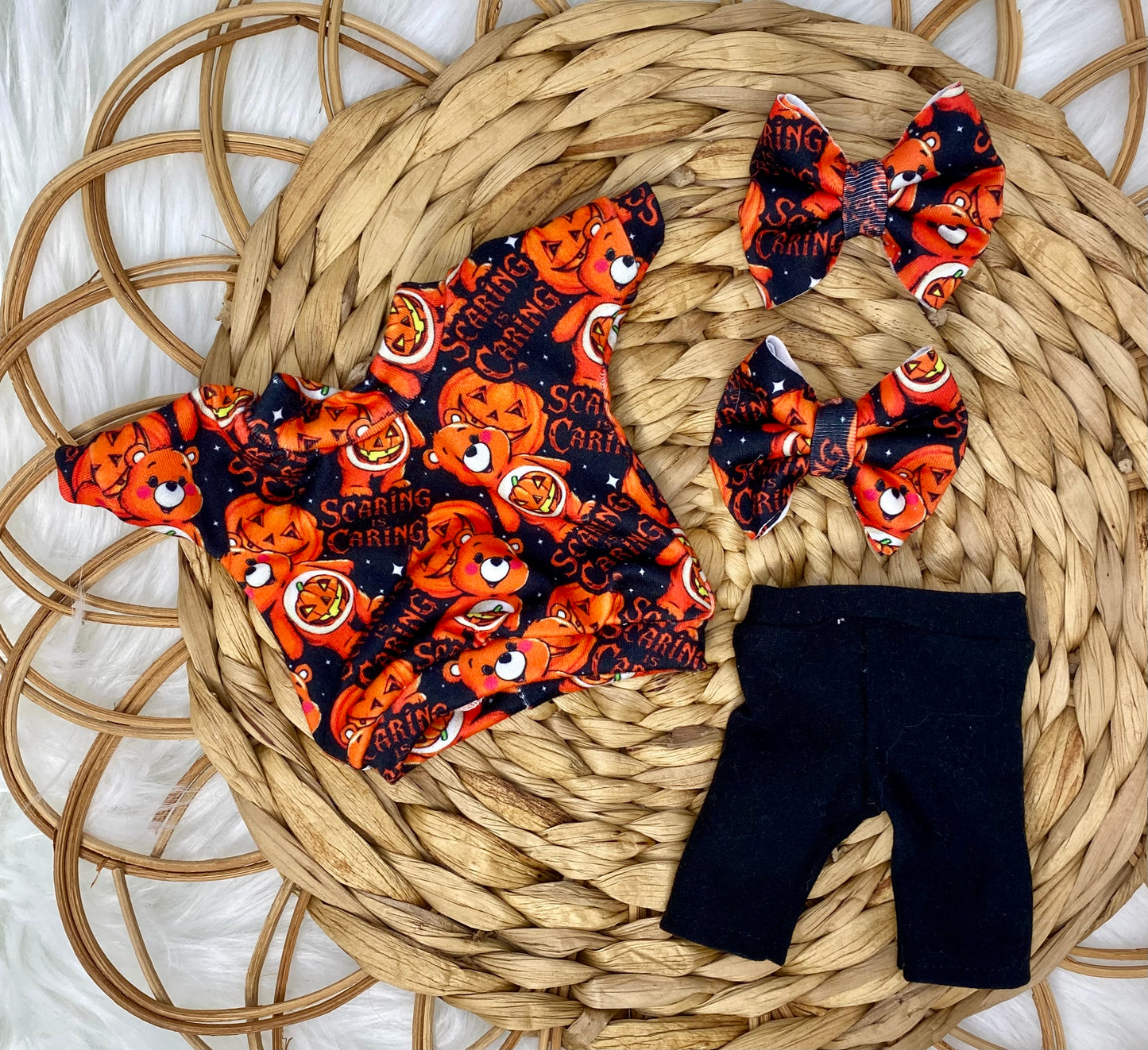 Mia Scaring Is Caring T-Shirt Dress Leggings and 2” Piggy Bow Clip Set