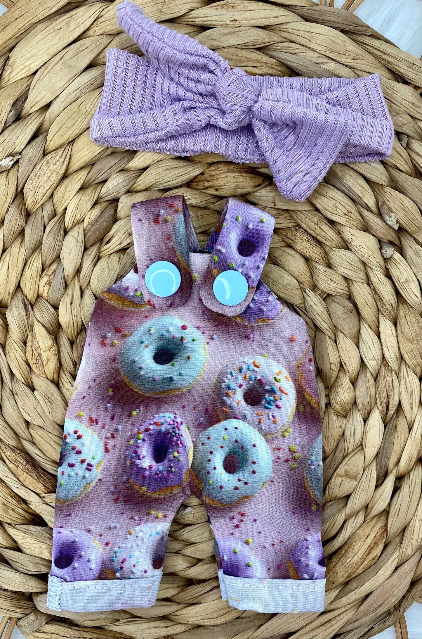 Mia 3D Donuts Overalls and Tie On Headband