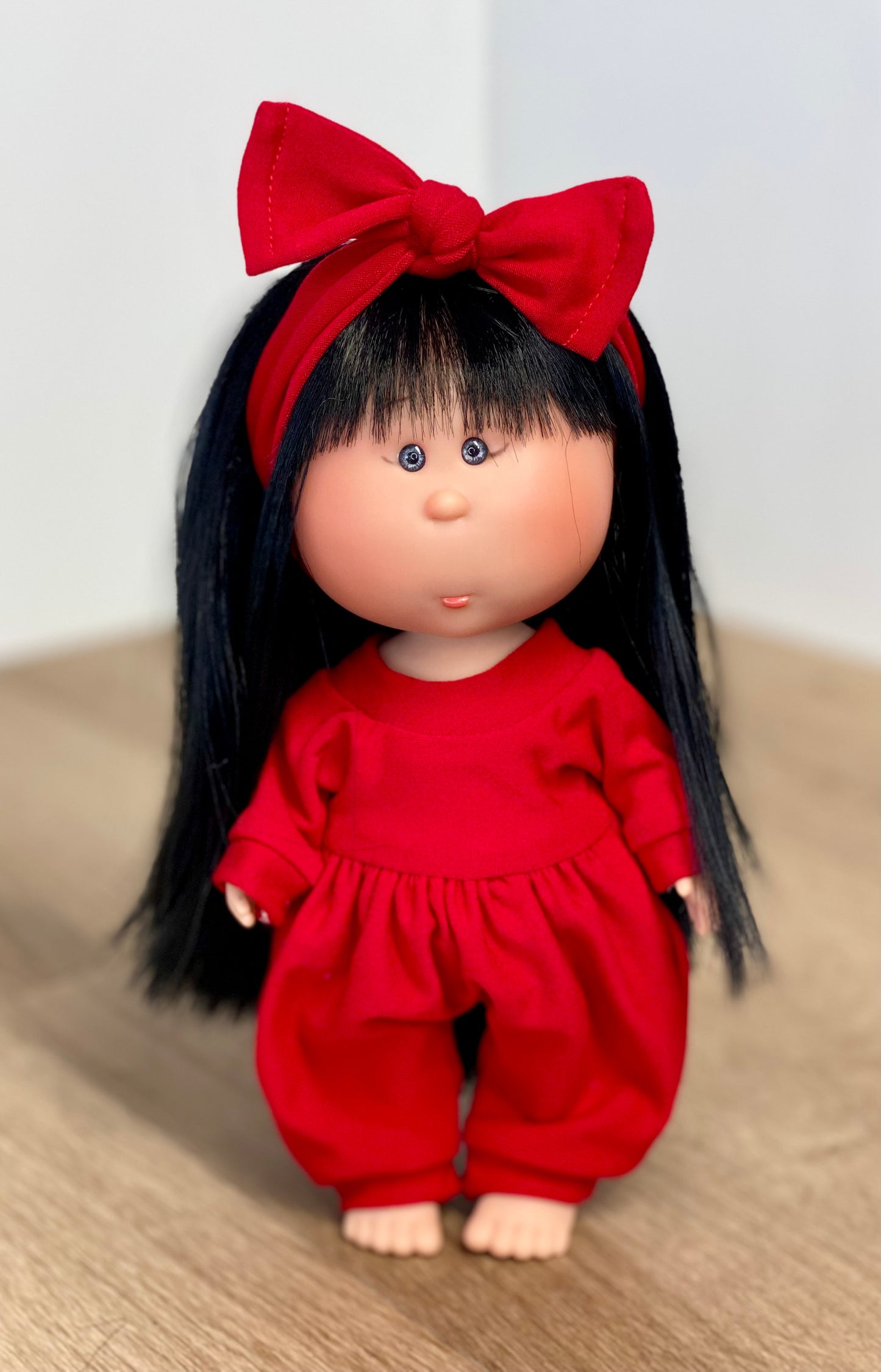 Mia Red Long Sleeve Bubble Romper and Tie On Headband