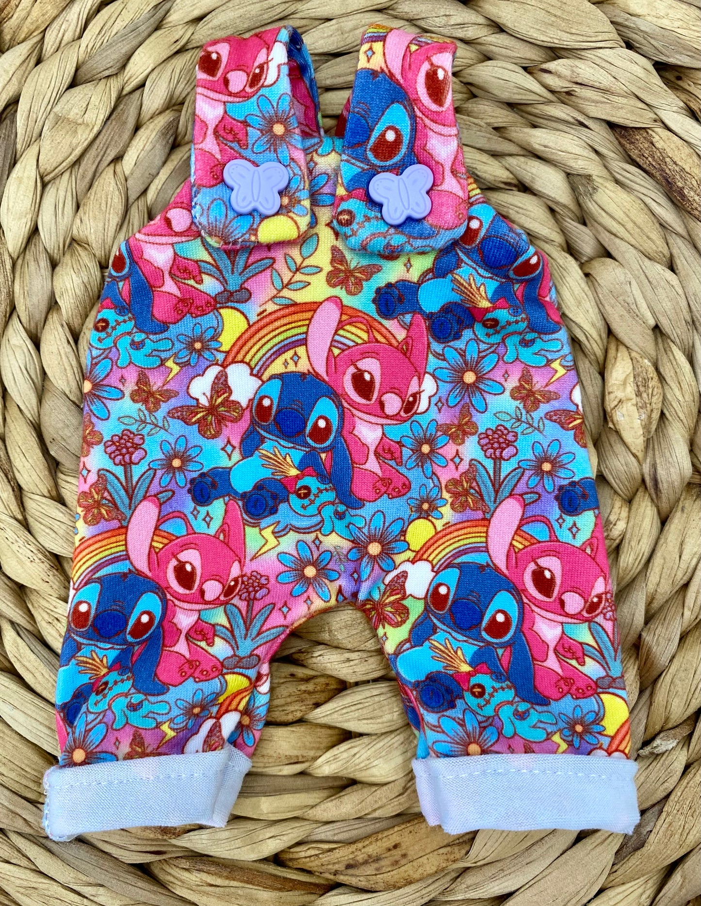 Mia Blue and Pink Aliens Overalls and Tie On Headband