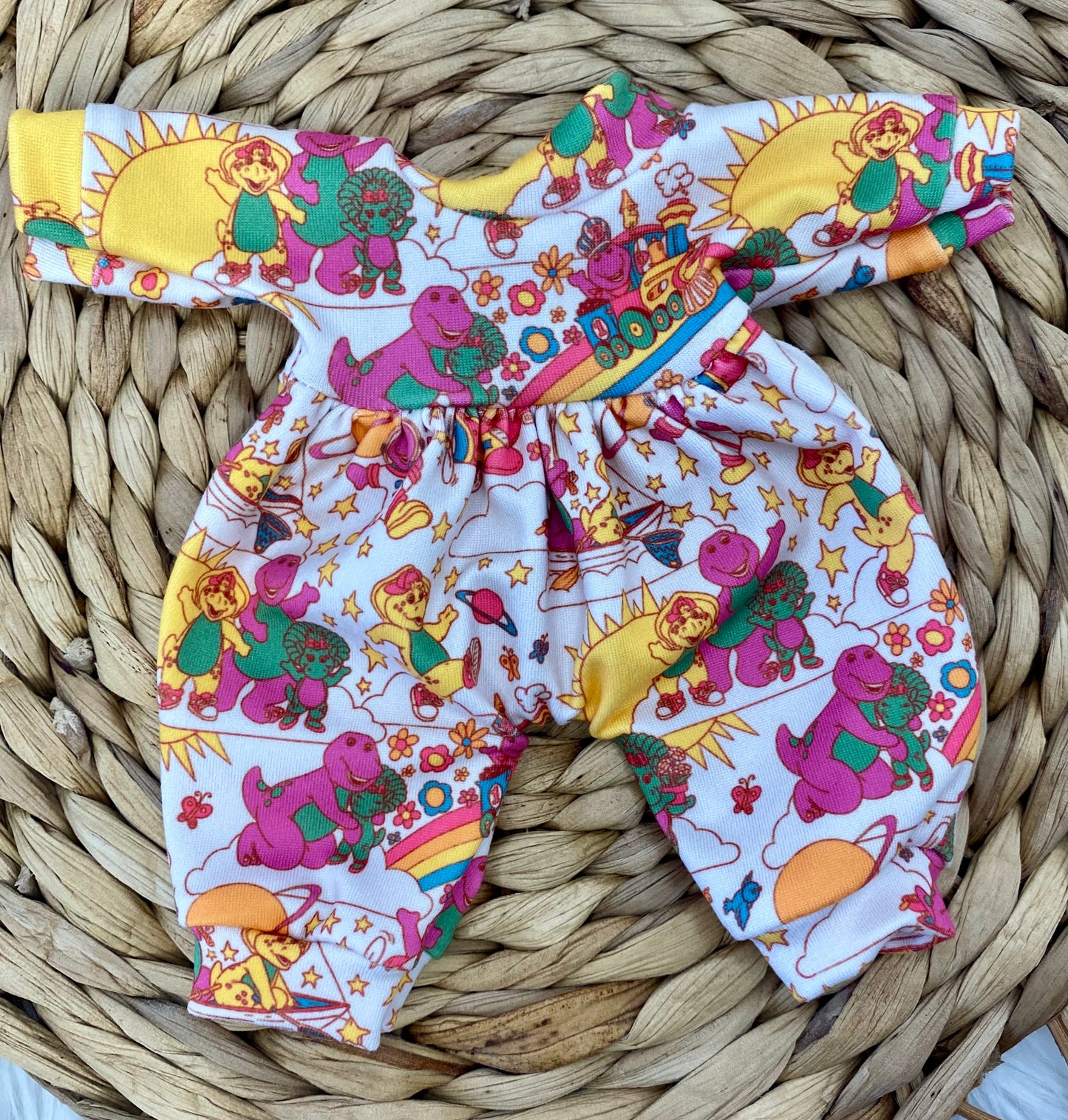 Mia Purple Dinosaur Long Sleeve Bubble Romper and Tie On Headband