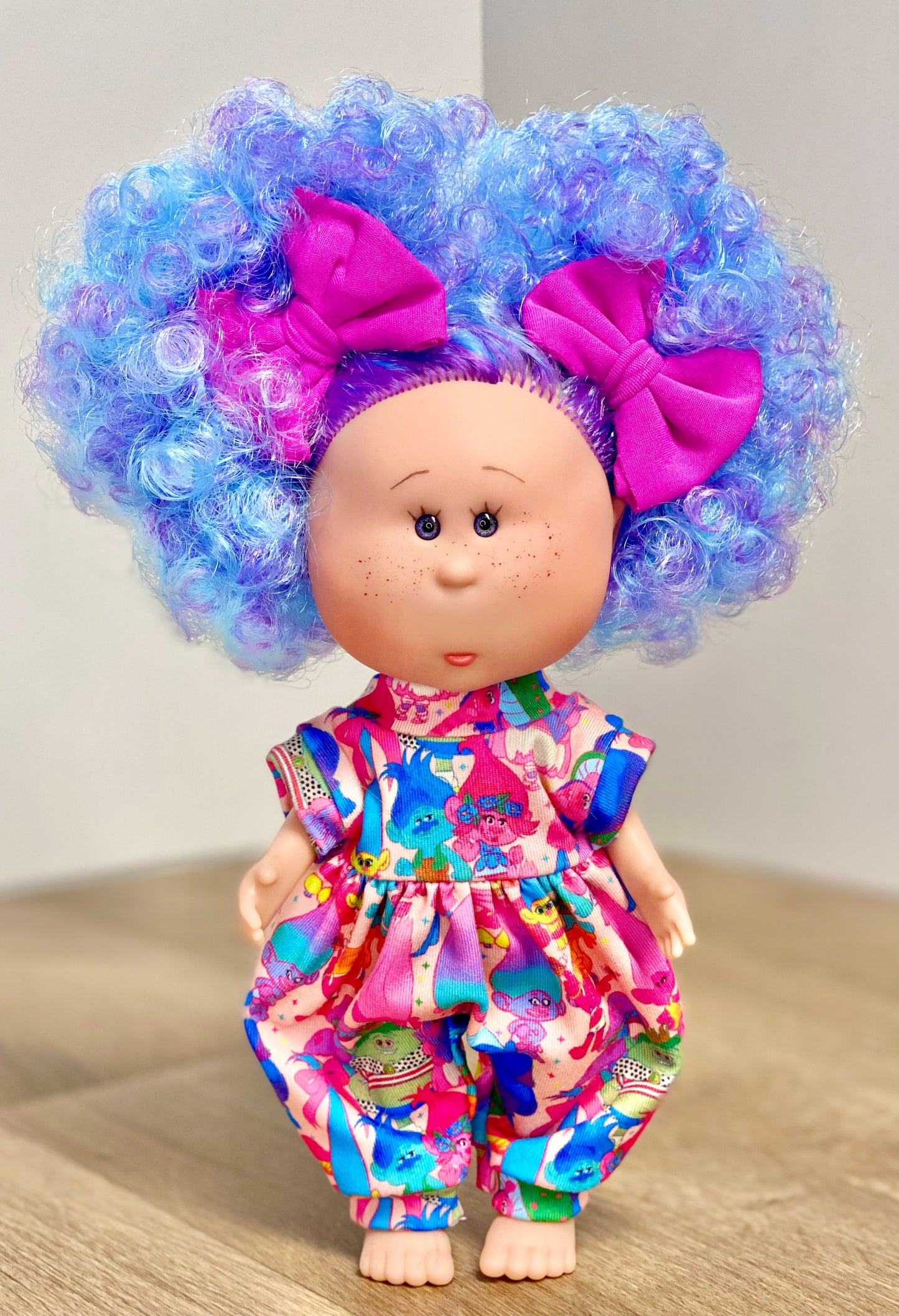 Mia Troll Friends Tank Sleeve Bubble Romper And 2β Piggy Bow Clips