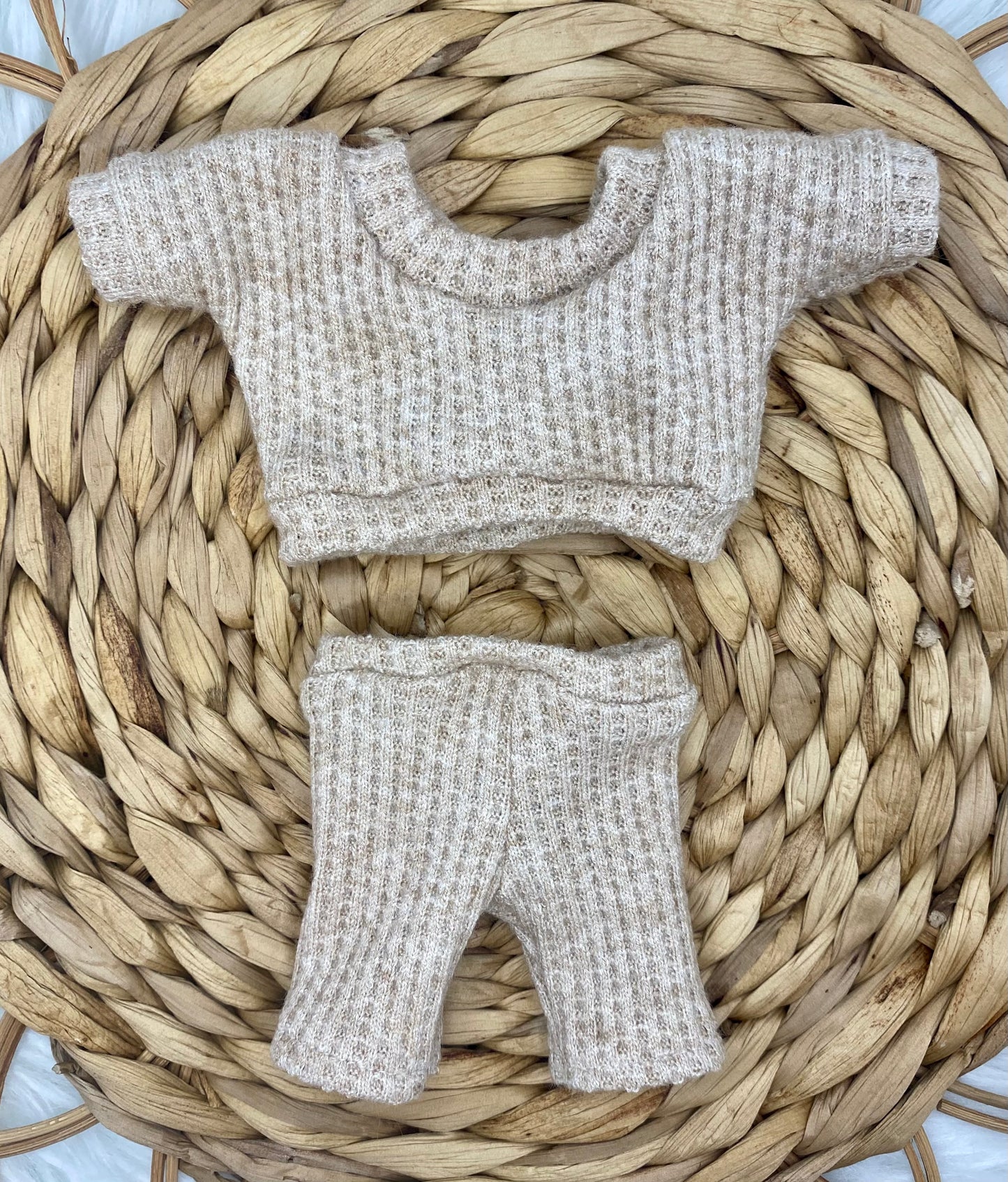 Mia Oatmeal Waffle Lounge Set And Tie On Headband