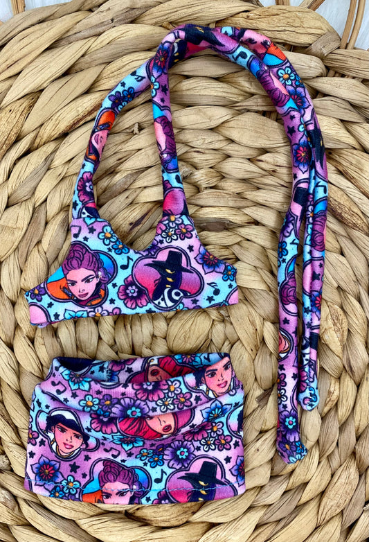 Mia KPDH Crop Halter Top and Mini Skirt