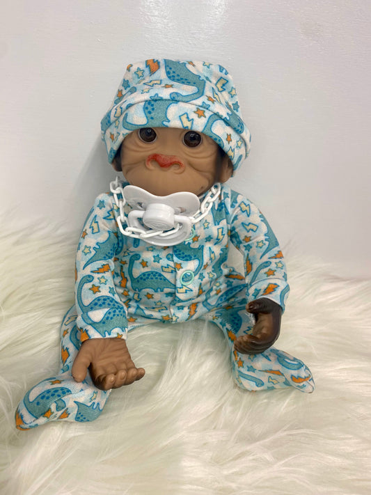 Baby Boy Monkey - Dino Pajamas and beanie