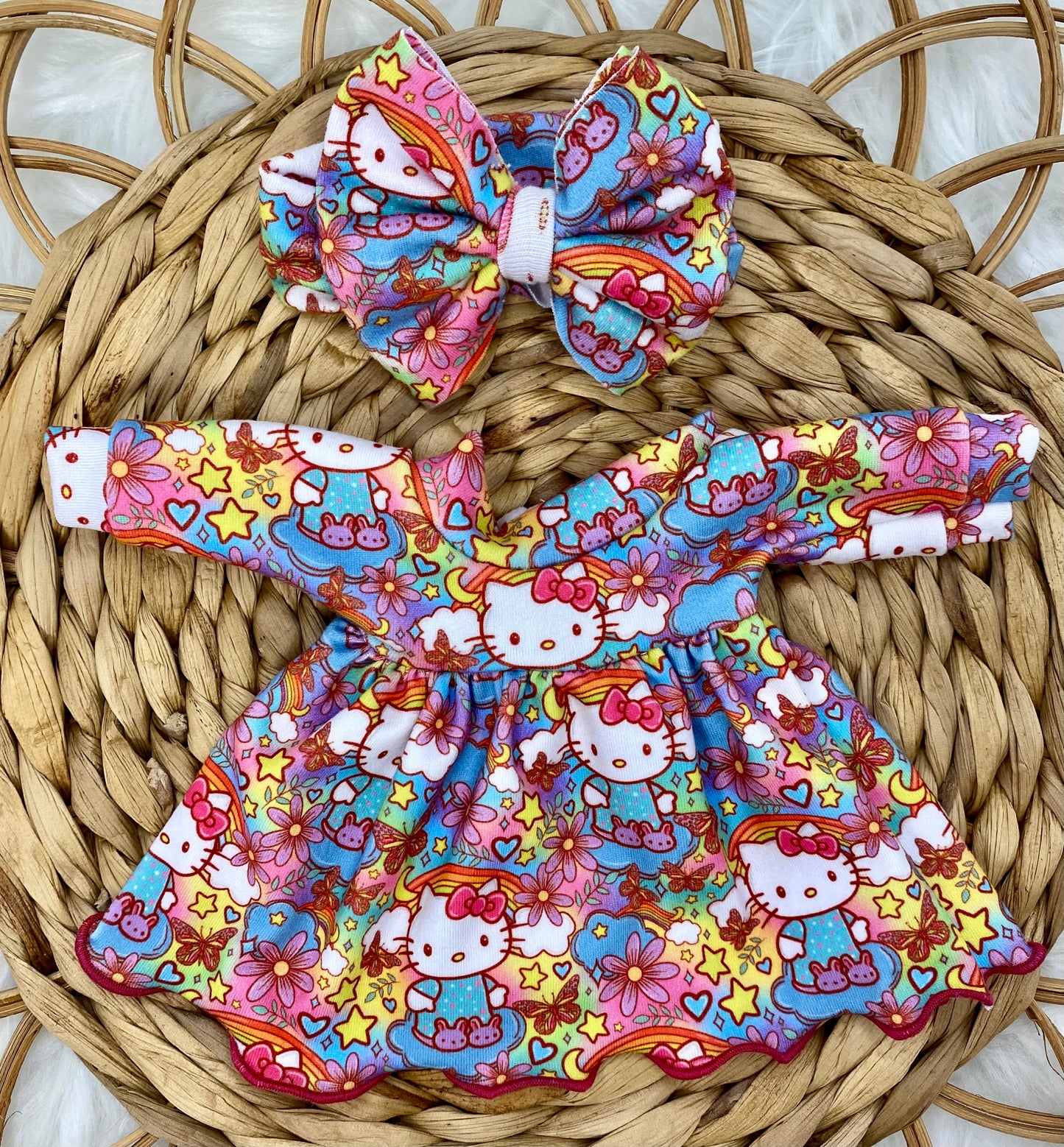 Mia Kitty Slippers Long Sleeve Bubble Dress and Tie On Headband