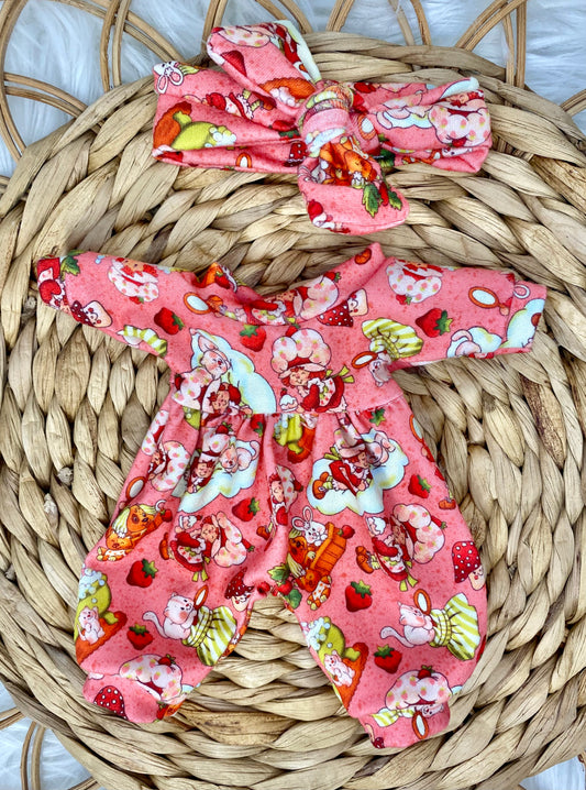 Mia SS Sleeping on Clouds Long Sleeve Bubble Romper and Tie On Headband