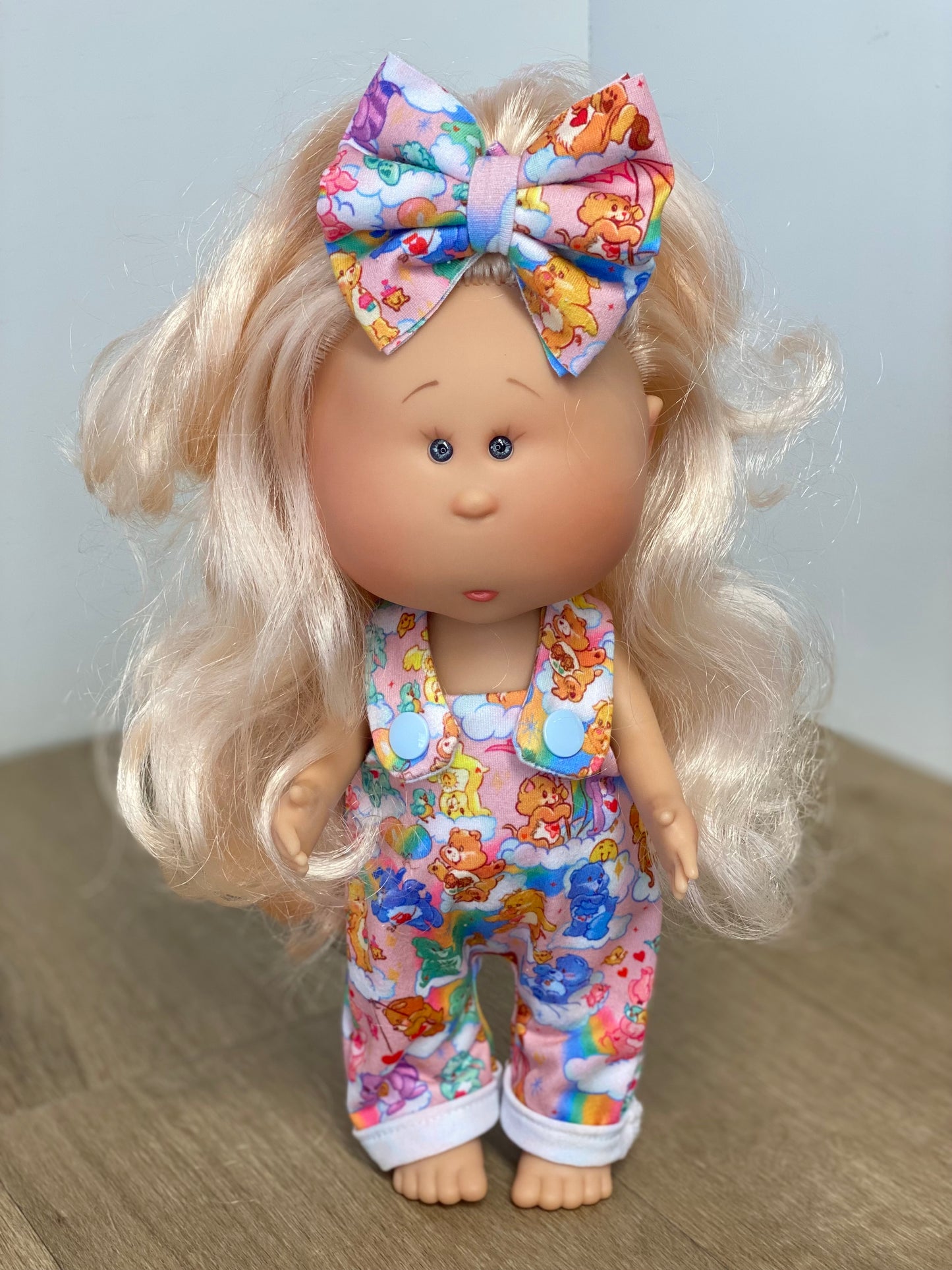 Mia Bear Cousins Overalls and 3” Bow Clip