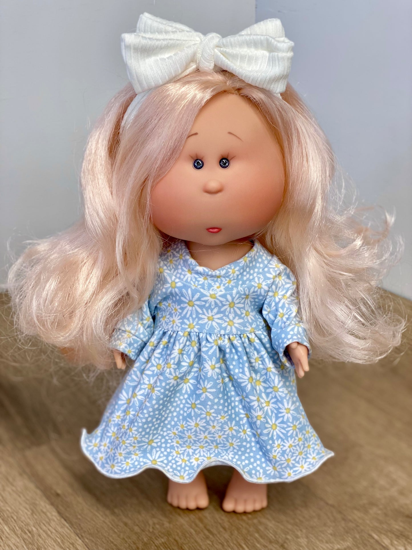 Mia Blue Daisy Dress and Bow Headband