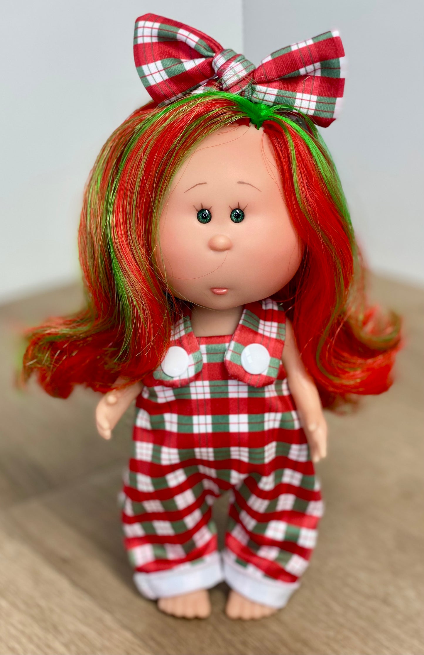 Mia Christmas Plaid Overalls and Tie On Headband