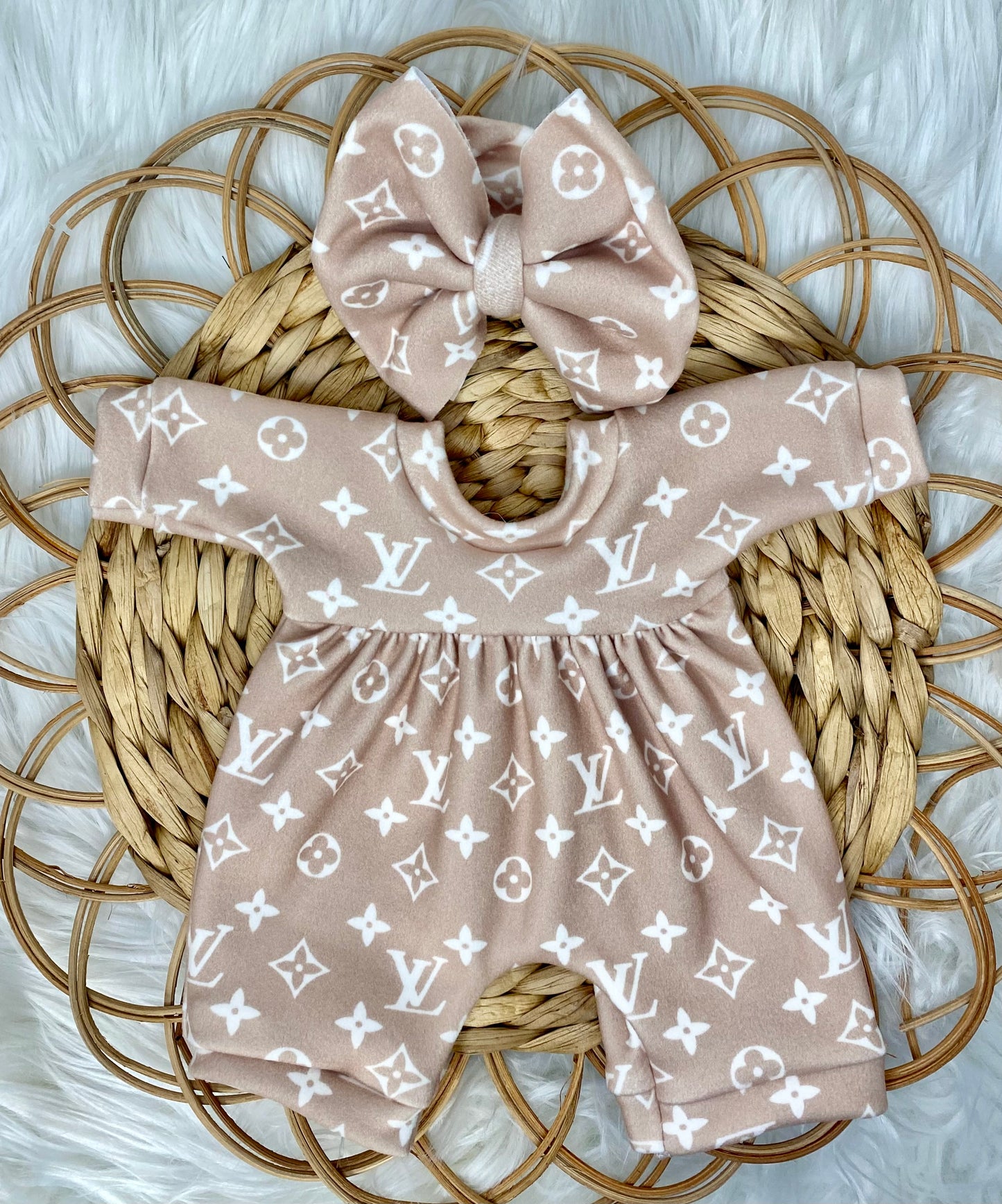 13” Long Sleeve Bubble Romper and Bow Headwrap