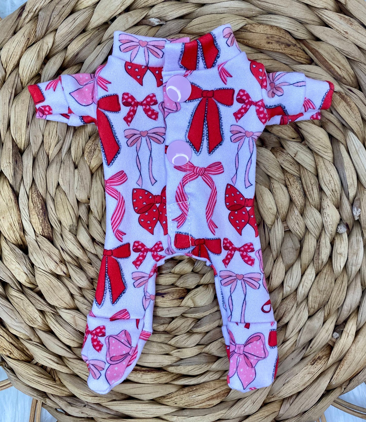 Mia Coquette Bows Footed Pajamas and Tie On Headband