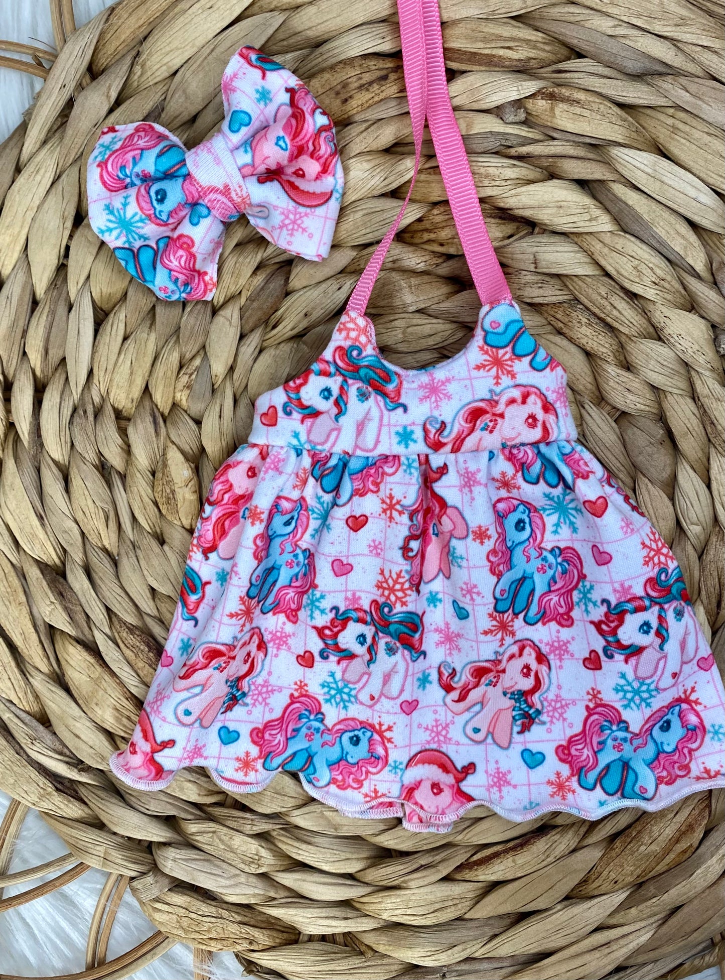 Mia Winter Ponies Tie Tank Dress and 2” Bow Clip