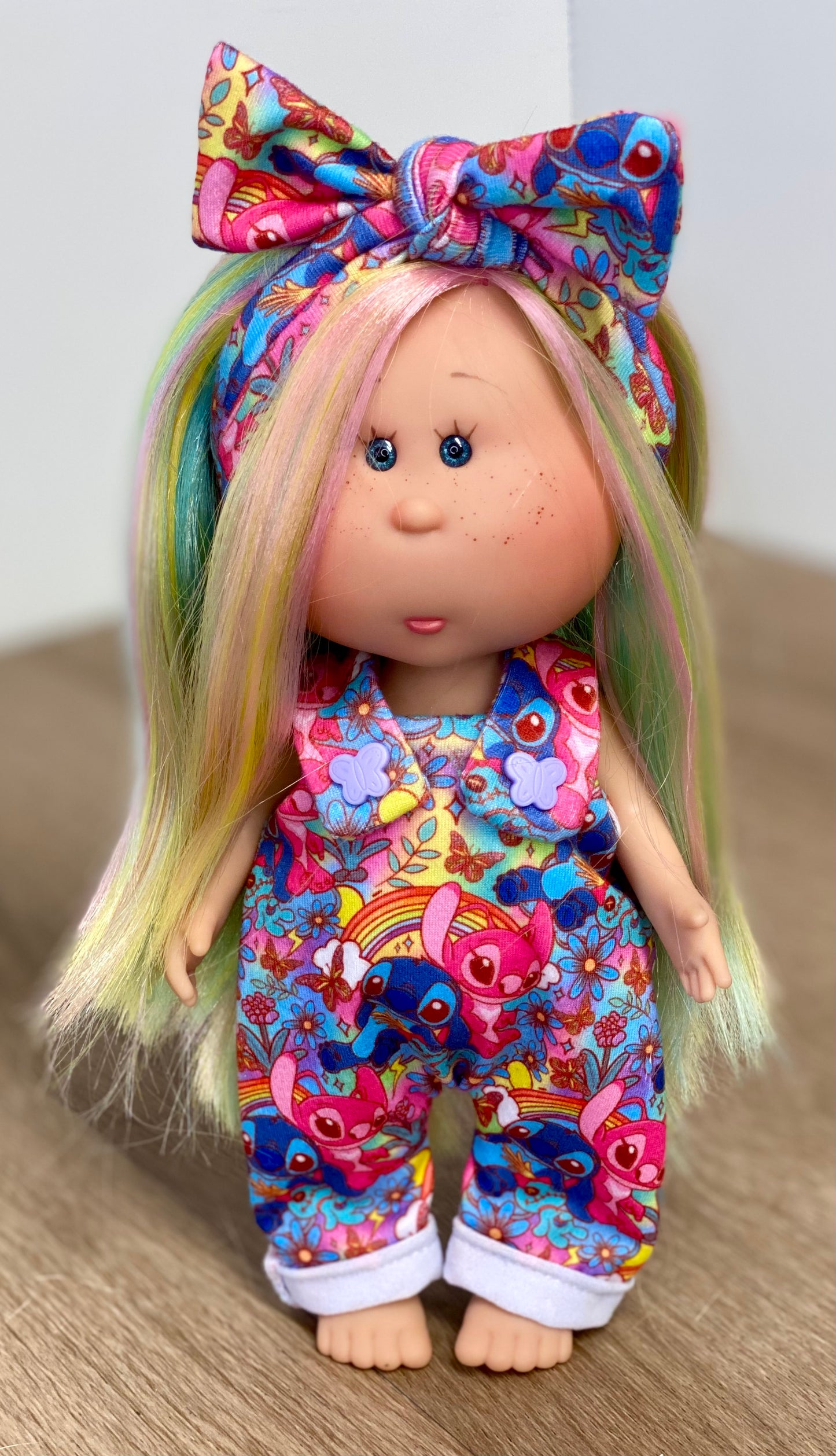 Mia Blue and Pink Aliens Overalls and Tie On Headband