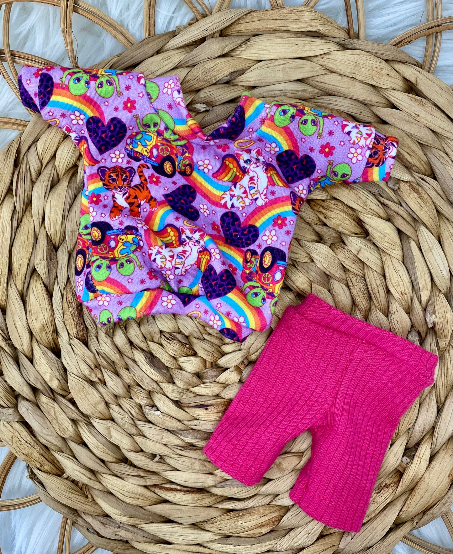 Mia Tigers and Aliens T-Shirt Dress Leggings and 2” Piggy Bow Clip Set