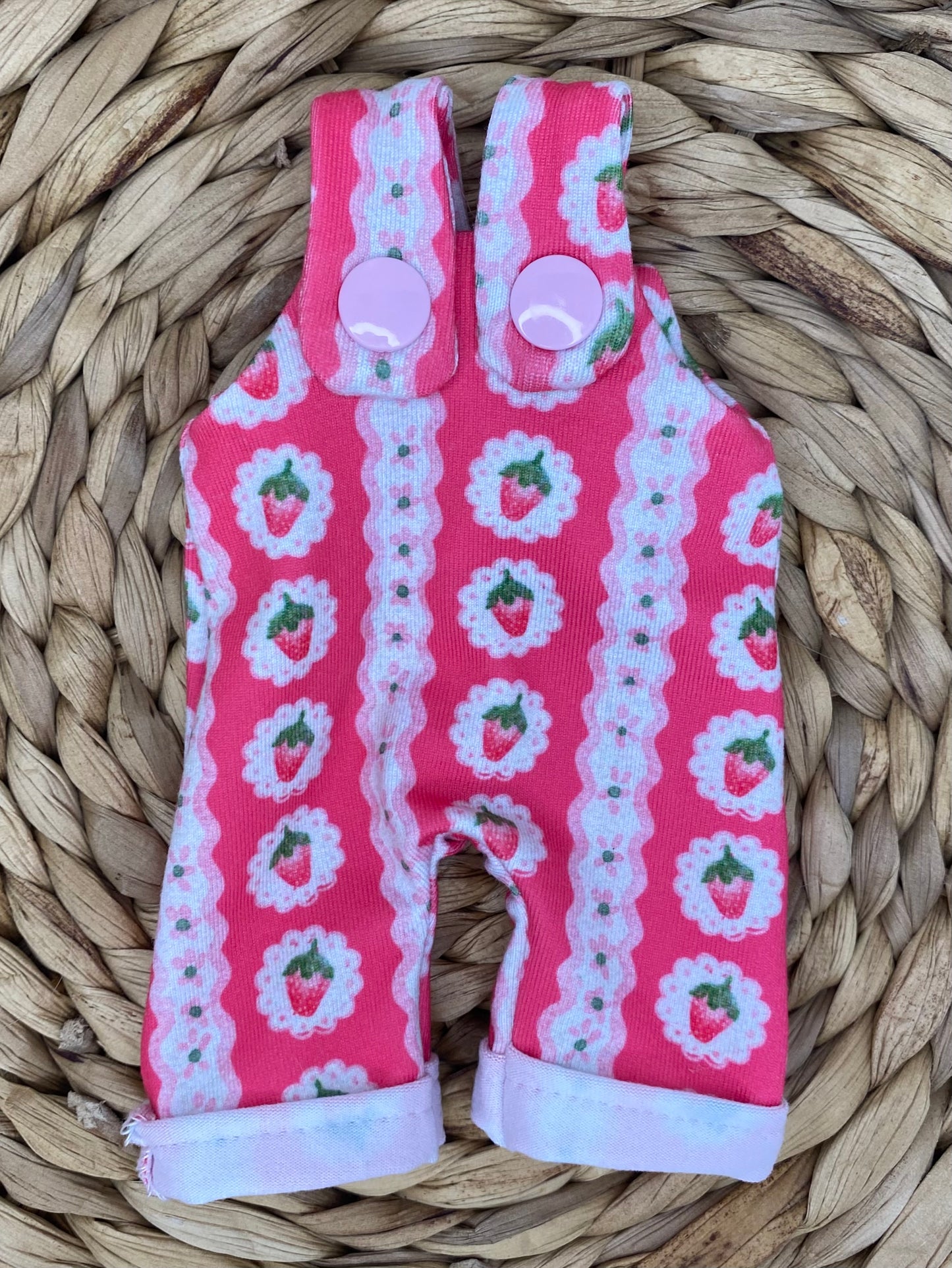Mia Scalloped Strawberry Overalls