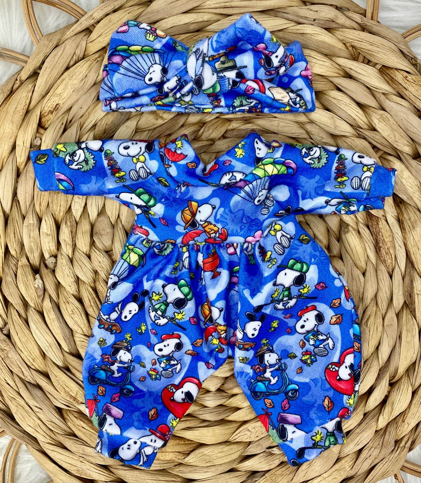 Mia Beagle Long Sleeve Bubble Romper and Tie On Headband