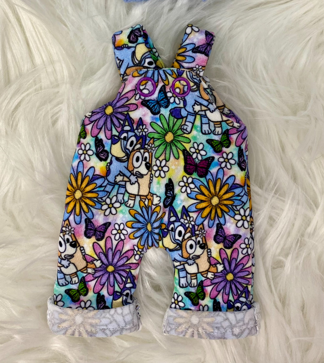 Mia Floral Blue and Orange Heelers Overalls
