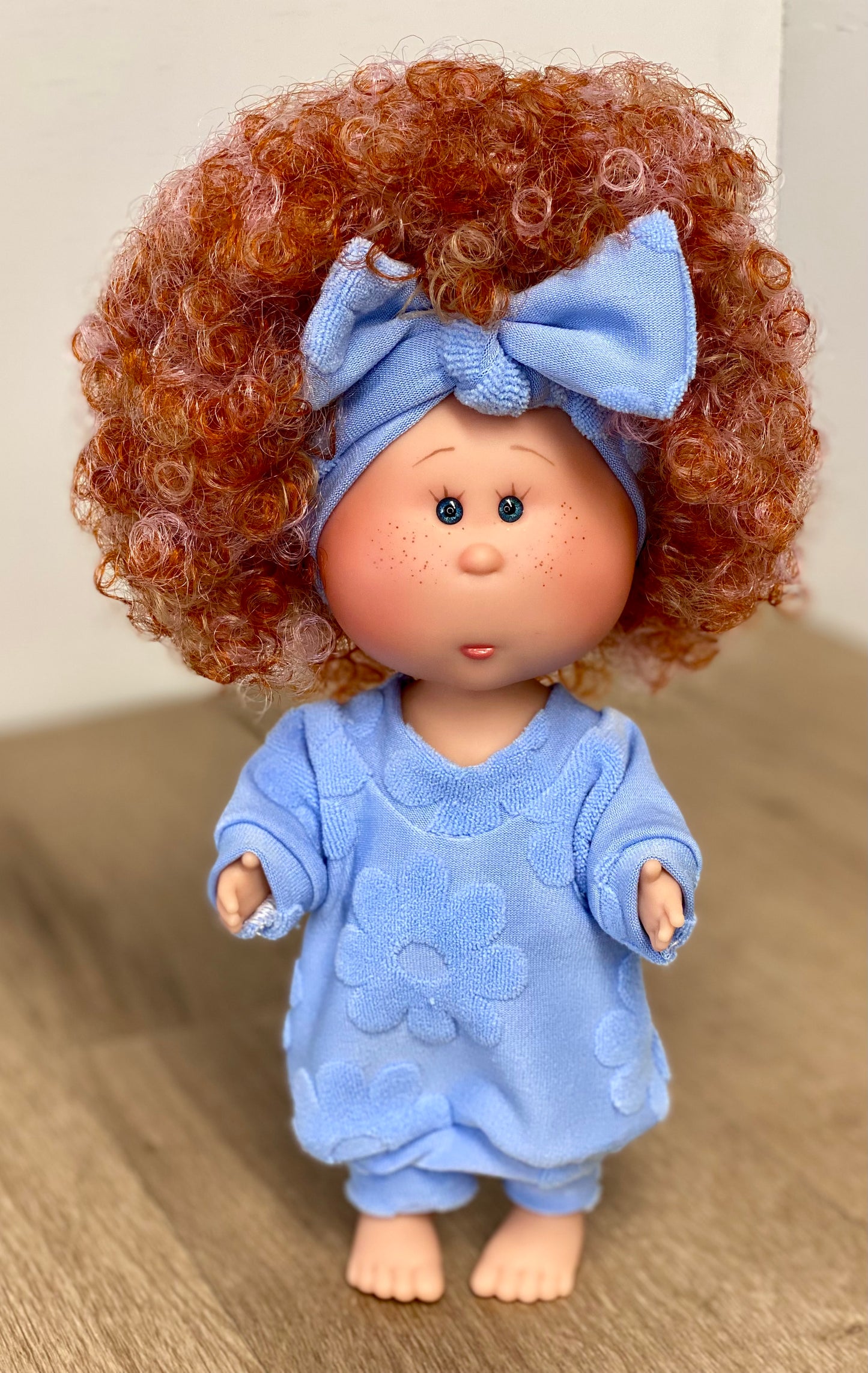 Mia Blue Terry Retro Flower T-Shirt Dress Leggings and Tie On Headband