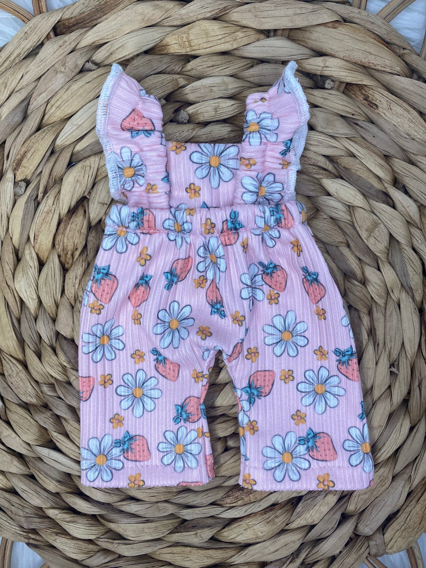 Mia Strawberry Daisy Ruffle Strap Romper