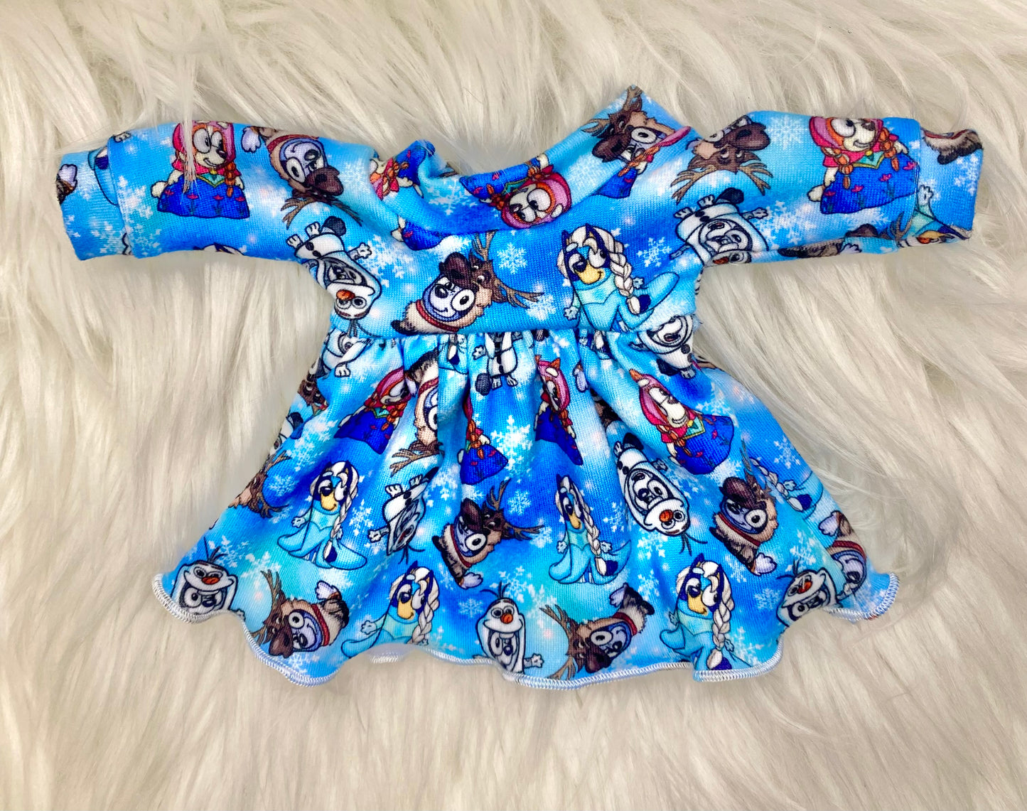 Mia Frozen Blue Dogs Long Sleeve Dress