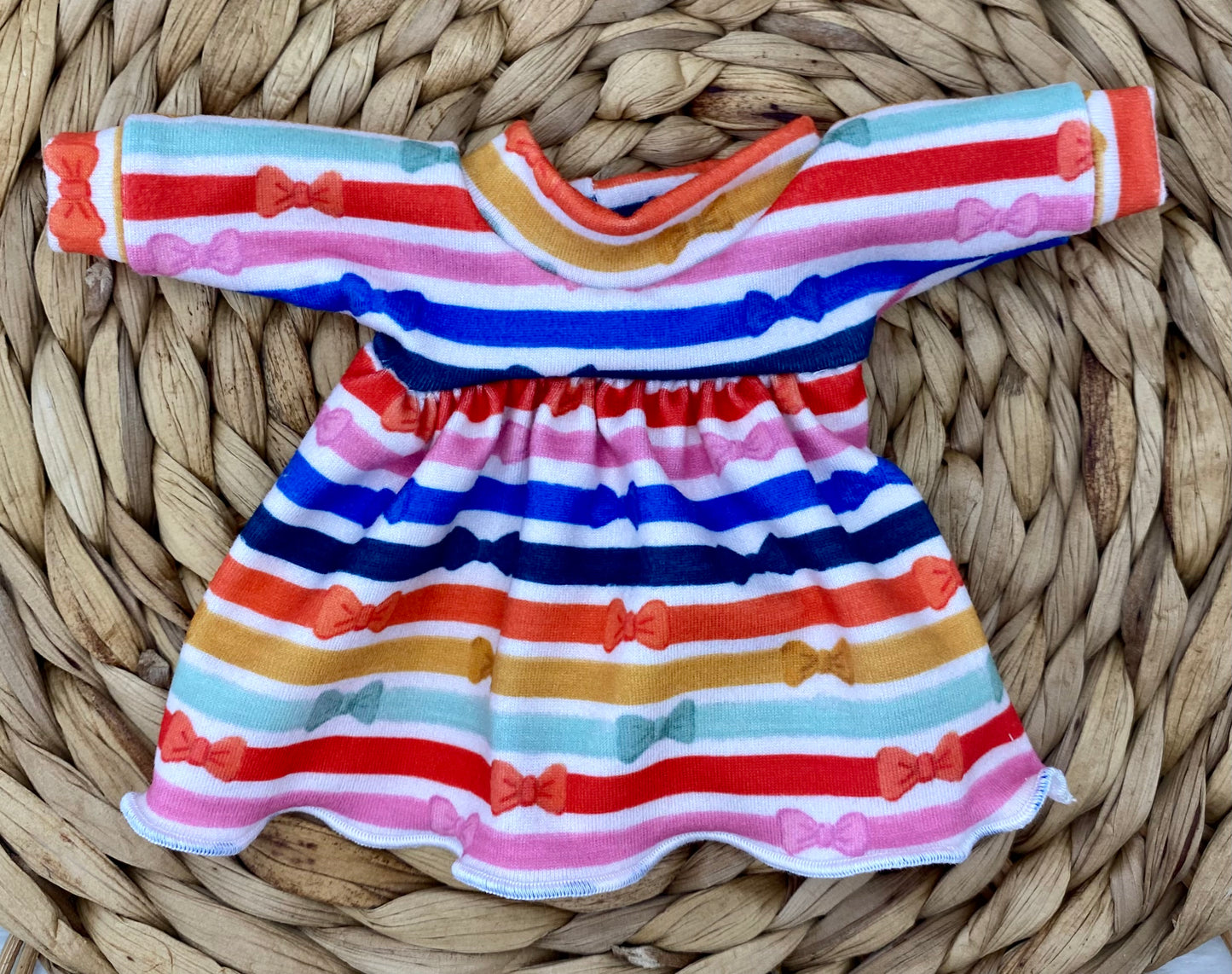 Mia Striped Bows Long Sleeve Bubble Dress and Tie On Headband
