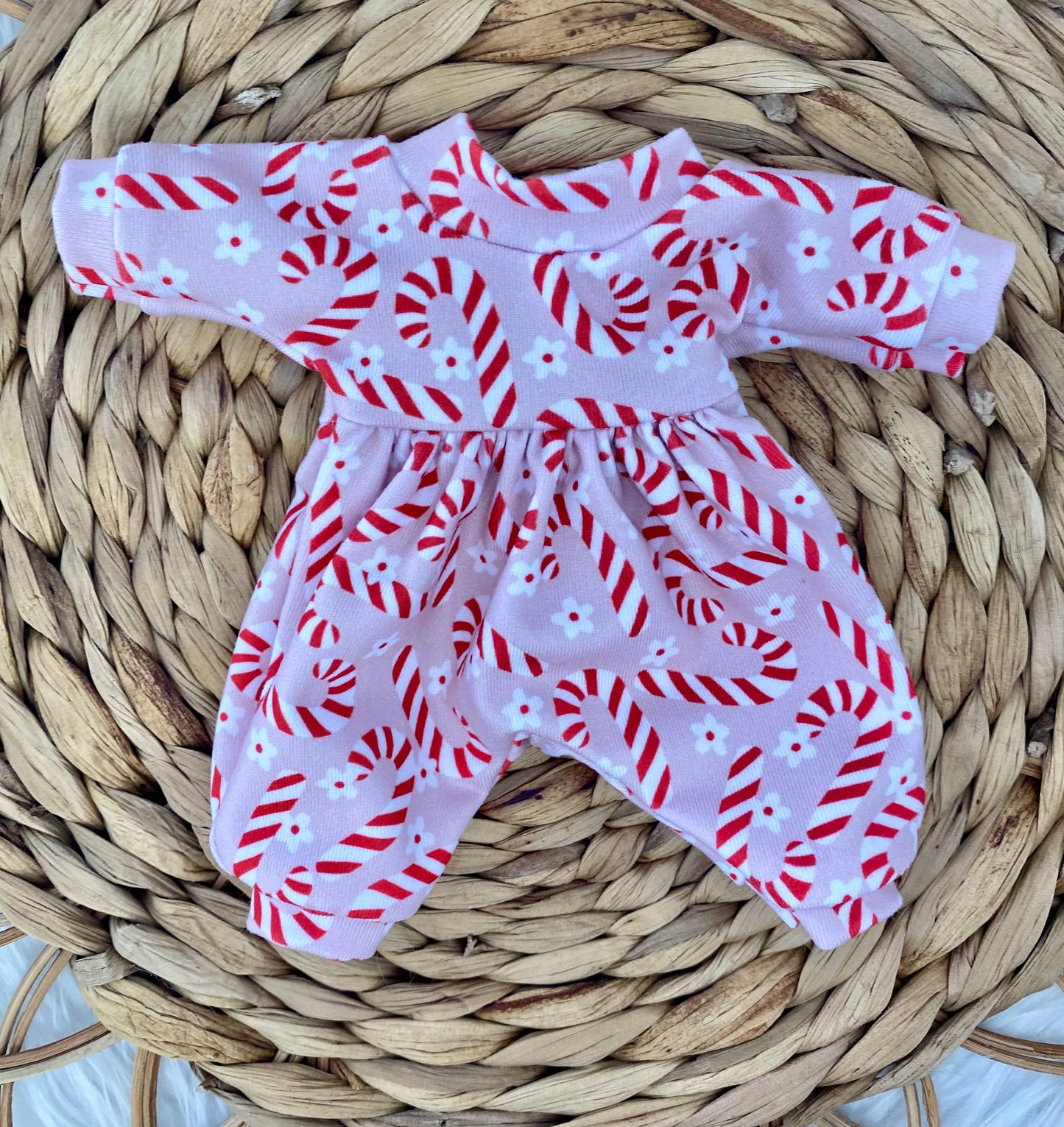 Mia Candy Cane Floral Long Sleeve Bubble Romper