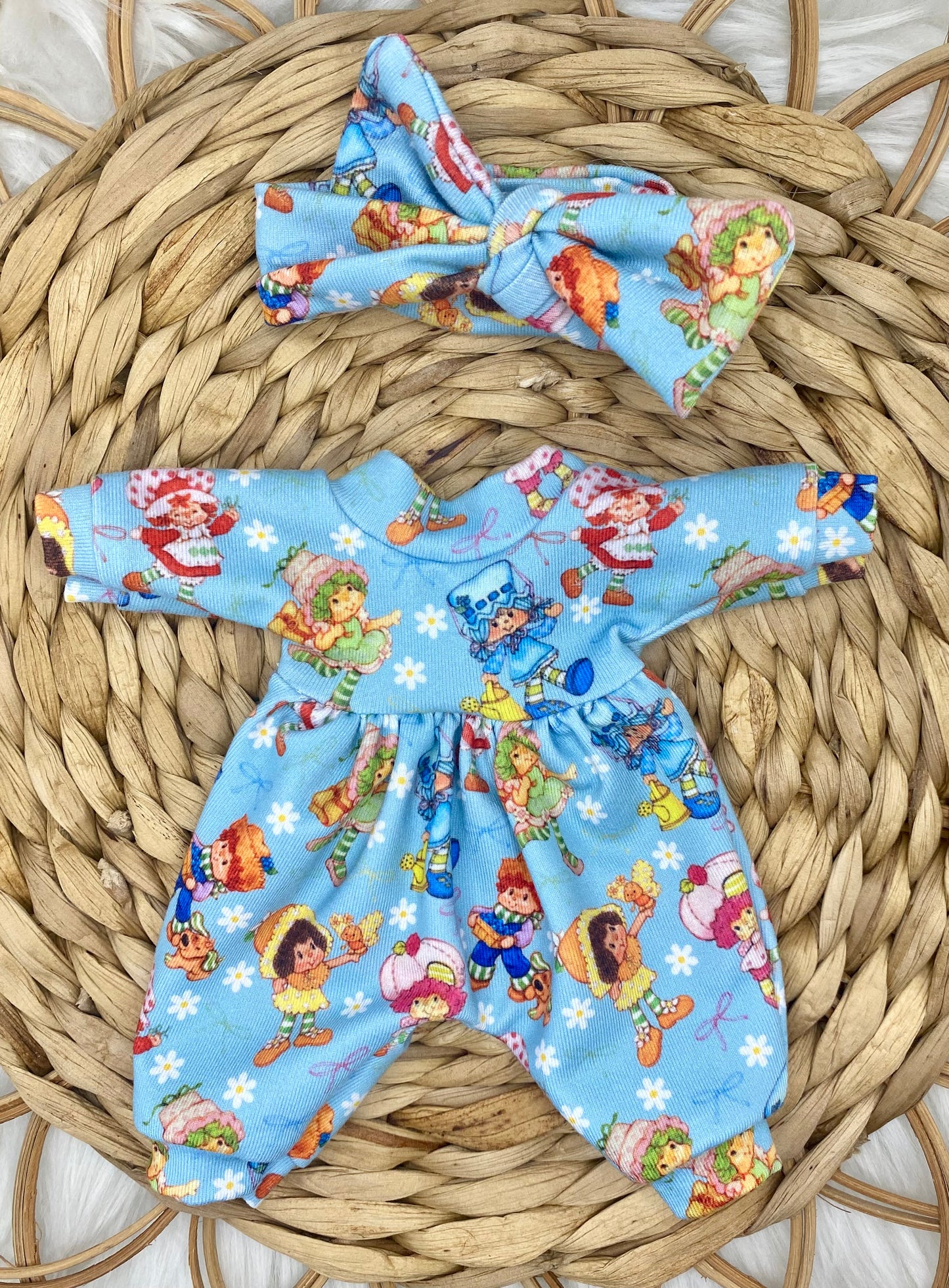Mia Blue Daisy SS Friends Long Sleeve Bubble Romper and Tie On Headband
