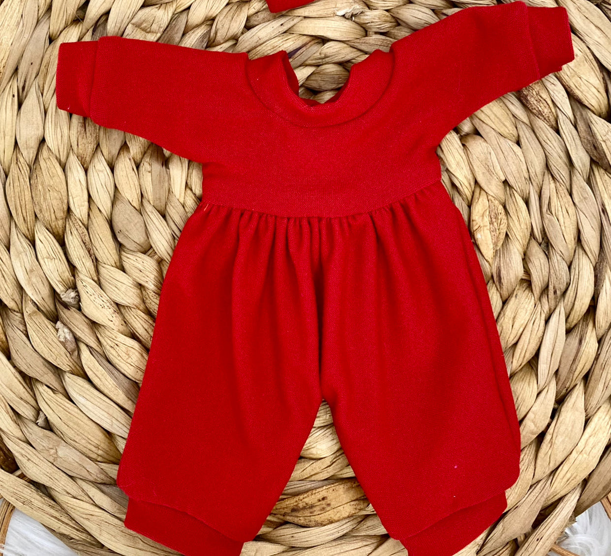 Mia Red Long Sleeve Bubble Romper and Tie On Headband