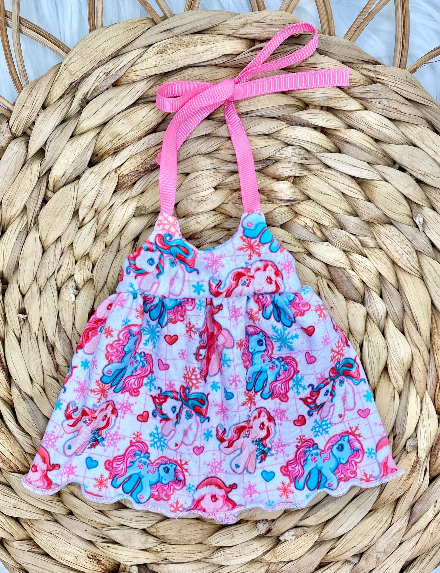 Mia Winter Ponies Tie Tank Dress and 2” Bow Clip