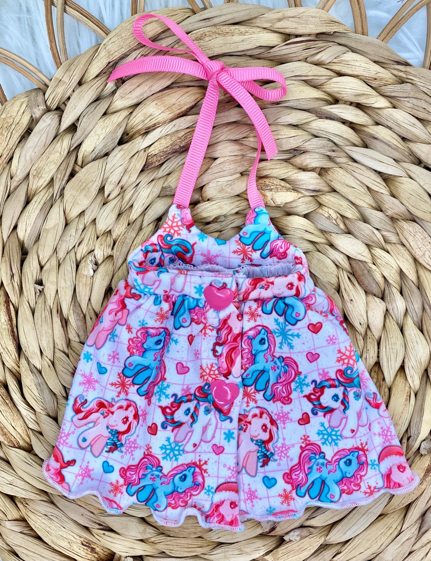 Mia Winter Ponies Tie Tank Dress and 2” Bow Clip
