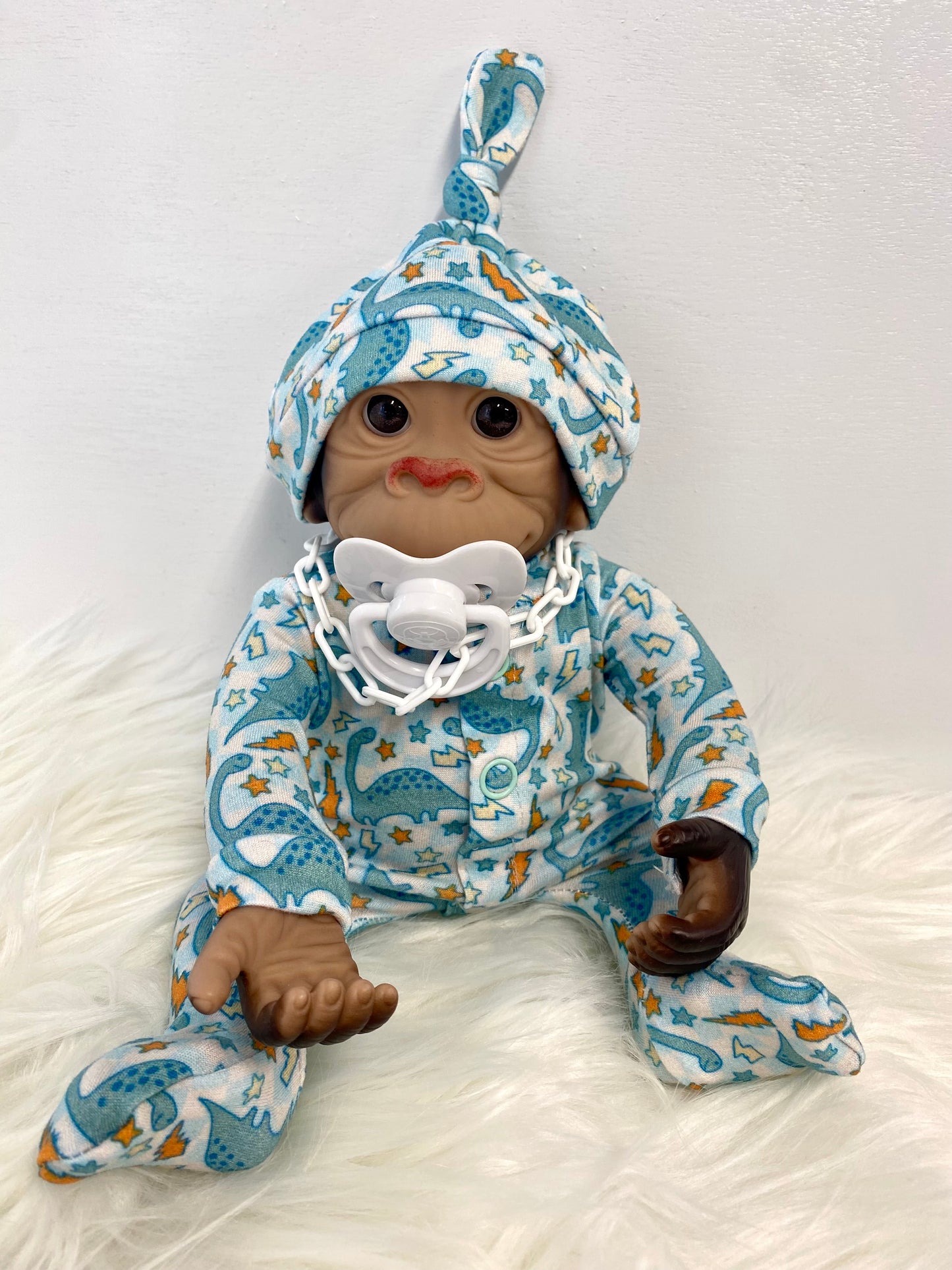 Baby Boy Monkey - Dino Pajamas and beanie
