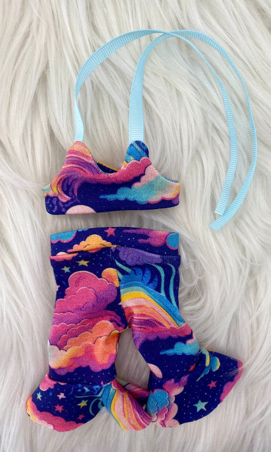 Mia Rainbow Galaxy Crop Top and Bell Bottom Pants