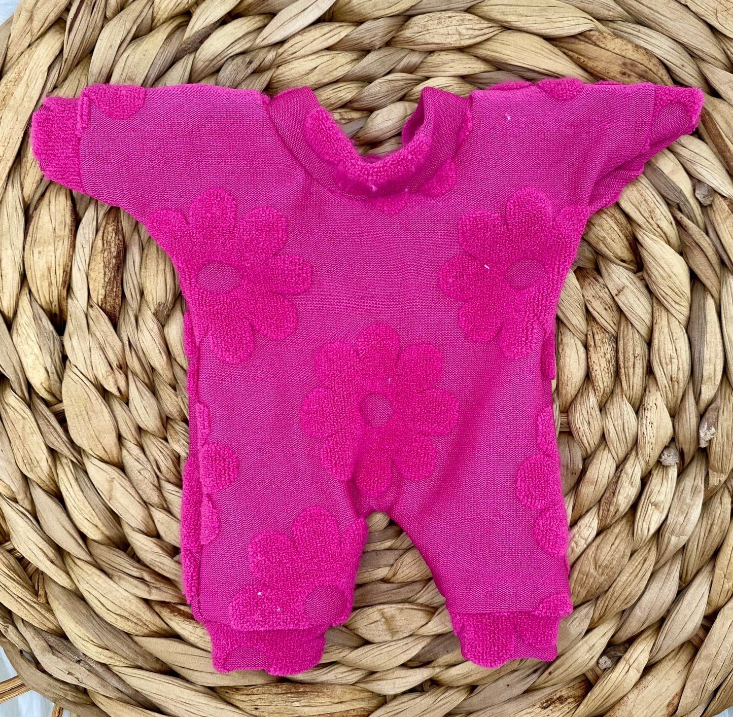 Mia Pink Terry Retro Flower Romper & Tie On Headband