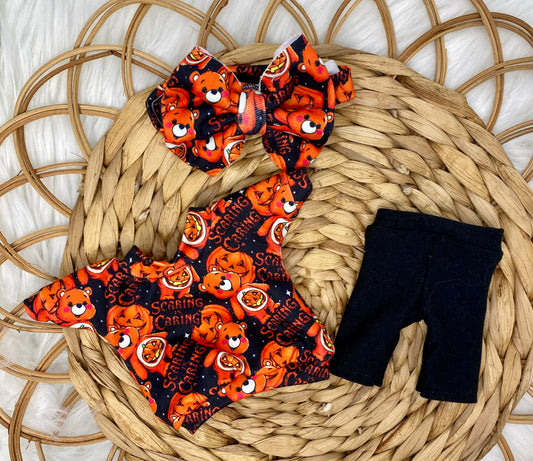 Mia Scaring Is Caring T-Shirt Dress Leggings and Bow Headwrap
